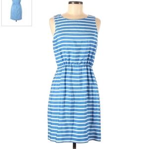 J. Crew Blue And White Stripe Sleeveless Dress Women's Size 6 Lined Cinched EUC